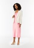 Comma Slipdress Lange mouw Ronde hals Effen Satijn Roze 46