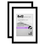 Americanflat 8x12 fotolijst met gepolijst plexiglas - Set van 2 - Zwart