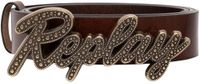 REPLAY Leren riem Belt W95 Partridge donkerbruin