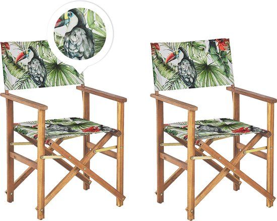CINE Tuinstoel Set van 2 - Groen/Hout - Polyester - Bistrostoel