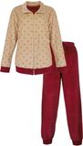 Irresistible Dames Huispak - Lange Mouwen - Velours - Rood/Beige - Maat 3XL