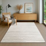 the carpet Everest – vloerkleed met moderne korte pool, hoog-laag effect, 3D-effect, hoge pooldichtheid en aangenaam zacht, organisch Lijnendesign, crème, 200 x 290 cm