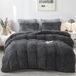 Sacebeleu Pluche Beddengoed Set 135 x 200 cm - Flanel Dekbedovertrek met Ritssluiting en 1 Kussensloop 80 x 80 cm - Donkergrijs