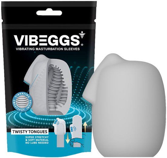 VIBEGGS - Twisty Tongues - Vibrerende Masturbatie Sleeve èn Vinger Vibrator - Wit