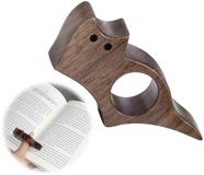 Bol Porte-pouce, Porte-pouce avec anneau, Marque-page en noyer naturel fait main pour amateurs de lecture (Brun, 25 mm)