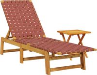 vidaXL Ligbed met tafel massief acaciahout en stof rood