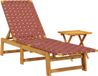vidaXL Ligbed met tafel massief acaciahout en stof rood