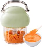 Merkloos Mini Hachoir Électrique - Chargeur de Robot Culinaire - Coupe Rapide d'Ingrédients - Rechargeable Avec Poignée - Capacité 350ml - Vert