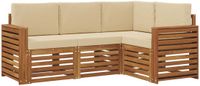 vidaXL - Bank loungeset - 4 zitplekken - Natuurlijk en beige - Polyester