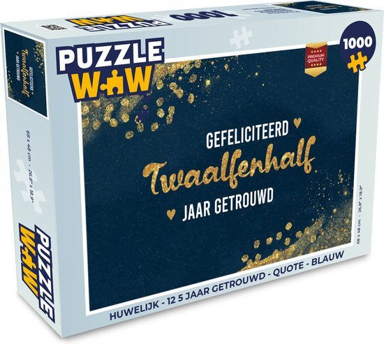 MuchoWow Puzzel Gefeliciteerd twaalfenhalf jaar getrouwd - Spreuken - Quotes - Goud - Jubileum - Legpuzzel - Puzzel 1000 stukjes volwassenen