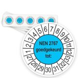 Keuringsstickers NEN 2767 Goedgekeurd tot 2027 | 50 stuks, Ø 35 mm | Blauw