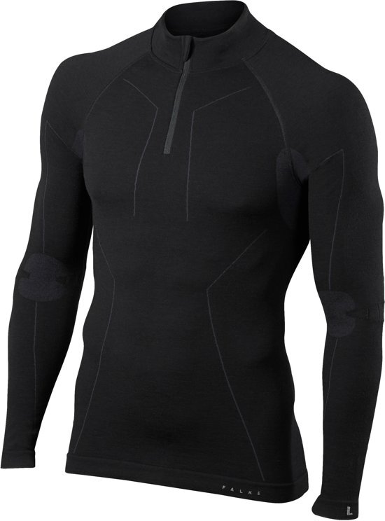 FALKE Ergonomic Sport System FALKE Wool Tech - Zip Shirt - Heren - Zwart - Maat XL