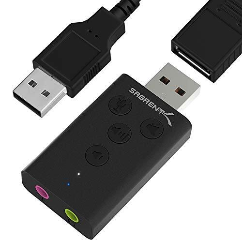 Sabrent Aluminium USB externe 3D-stereogeluidsadapter voor Windows en Mac. Plug and Play Geen stuurprogramma's nodig. [Zwart] (AU-DDAB)