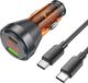 HOCO chargeur de voiture avec USB QC 18W + Type C 30W, équipé d'un écran + câble Type C vers Type C avec PD 48W, couleur : orange