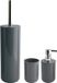 MSV Accessoire de salle de bain Moods - brosse de toilette avec support - gobelet - distributeur de savon - gris foncé - plastique