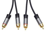 PremiumCord HQ cinch-kabel, 2 x cinch-stekker op 2 x cinch-stekker, audio-video-aansluitkabel, voor tv mobiele telefoons, MP3, hifi, afgeschermd, metalen stekker, M/M, lengte 3 m