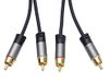 PremiumCord HQ cinch-kabel, 2 x cinch-stekker op 2 x cinch-stekker, audio-video-aansluitkabel, voor tv mobiele telefoons, MP3, hifi, afgeschermd, metalen stekker, M/M, lengte 3 m