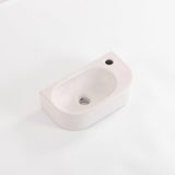 QeramiQ Pure Fontein - 40x22x12cm - glad - halfrond - kraangat rechts - keramiek - linnen