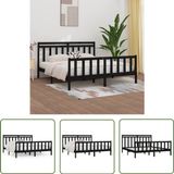 vidaXL Bedframe massief grenenhout zwart 200x200 cm