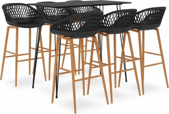 vidaXL 7-delige Barset zwart
