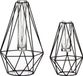 Mica Decorations Metalen Vaasjes - 2x diamant draad vaasjes - zwart - 17 en 24 cm