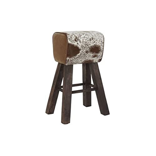 DKD Home Decor kruk, standaard - Wit - Leer en hout - 50 x 35 x 75 cm