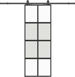 vidaXL Schuifdeur met beslagset, 76x205 cm, gehard glas, zwart