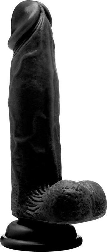 Realr Cock Scrotum 8in R15 - Black - 15cm Insertion - Rubber