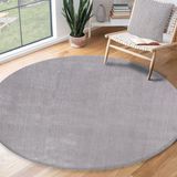 the carpet RELAX – Extra Zacht & Wasbaar Vloerkleed tot 30°C met Antislip Onderzijde – Fluweelachtige Structuur – Voor Slaapkamer of Woonkamer – Grijs, rond 200 cm