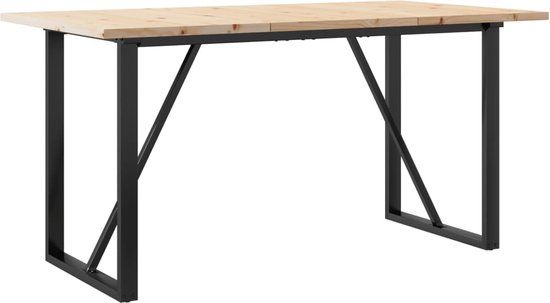 vidaXL Eettafel O-frame 140x80x75,5 cm massief grenenhout en staal