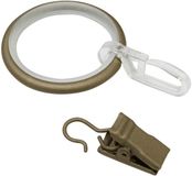 Gardinia 32444 Gordijnringen met schuifinzet, plooihaken en clip, metaal, voor Ø 19 mm Cappuccino, 10-pack