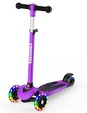Trottinette pour enfants à 3 roues, avec roues LED, réglable en hauteur, pour les enfants de 3 à 12 ans