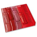Maybelline New York - Exclusieve set met 4 vloeibare lippenstiften, langdurig, Superstay Vinyl Ink - Kleuren: Red Hot (25)/Koy (20)/Peachy (15)/Wicked (50)