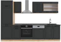 Vicco R-Line Complete keukeneenheid – 300 cm zonder werkblad Antraciet landhuis/gouden eik