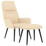 VidaXL Relaxfauteuil met voetenbank stof crèmekleurig