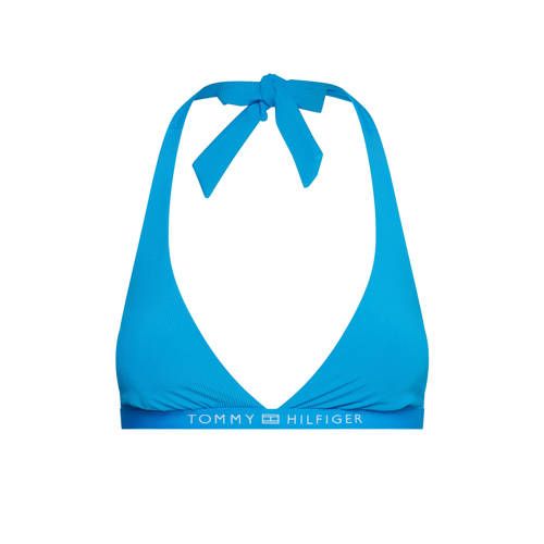 Tommy Hilfiger Voorgevormde Halter Bikinitop Met Ribstructuur - Blauw