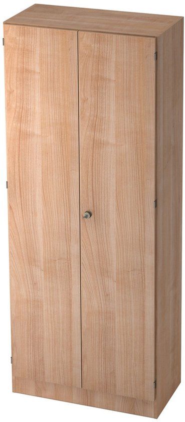 hjh OFFICE PRO Wandkast - Walnoot - 80 x 42 x 200 cm - Archiefkast - Openslaande deuren - hjh OFFICE PRO