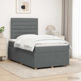 vidaXL LED Boxspringbed met Matras, Donkergrijs, 120 x 200 cm, Stof
