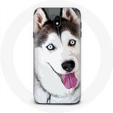 Maniacase Hoesje voor Samsung Galaxy J5 2017 Husky Siberisch Wit Blauw Ogen