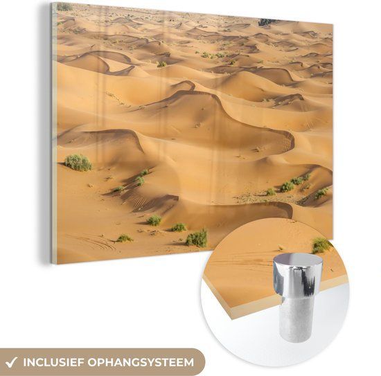 MuchoWow® Glass Painting 150x100 cm - Acrylic Glass Painting - Sand Dunes in the Erg Chebbi Dune Landscape near Merzouga in Morocco - Photo on Glass - Paintings