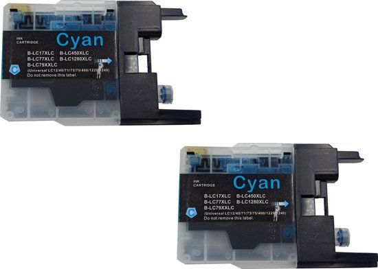 KATRIZ huismerk inkt voor Brother LC1240C / LC1280C - Cyaan - 2 stuks