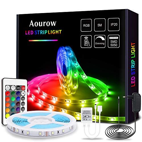 Aourow LED Strip - 5m RGB - Incl. Remote & Power Supply - 5050 SMD