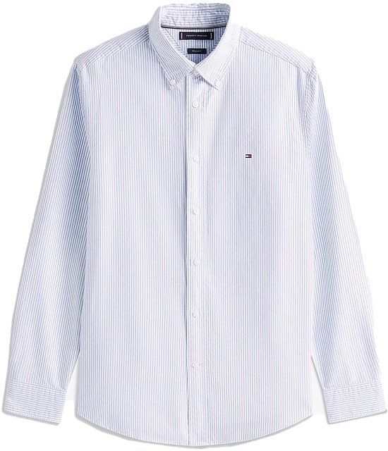 Tommy Hilfiger Heritage Oxford Stri Shirt Blauw Gestreept Lange Mouw Katoen Regular Fit Heren XL