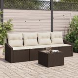 vidaXL - Bankstel - 1-zits - Bruin en Crème - Polyrattan