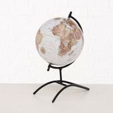 Boltze Wereldbol - Globe - 36cm - Ø19cm - Wit - Zwart