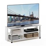 Furinno 3-laags standaard voor tv, gebouwd hout, wit eiken/roestvrij staal, 39,4 (D) x 104,4 (B) x 40,1 (H) cm