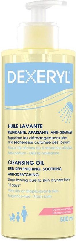Dexeryl Wasolie 500 ml - Verzorgende Olie voor Droge, Gevoelige en Normale Huid - 1 stuk