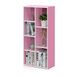 Furinno LUDER Boekenkast met 7 kubussen, wit/roze | 23,88 x 49,53 x 105,92 cm, voor woon- en slaapkamer, thuiskantoor
