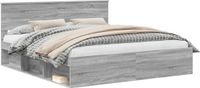 vidaXL Bedframe Grijs Sonoma 180 x 200 cm Massief grenenhout