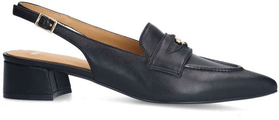 Manfield - Dames - Zwarte leren slingbacks - Maat 41